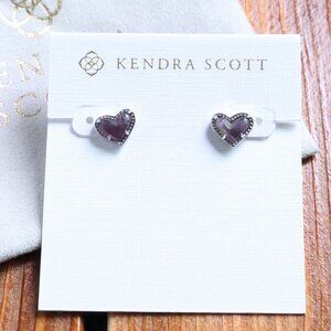 Kendra Scott Ari Heart Silver Amethyst Stud Earrings fashion